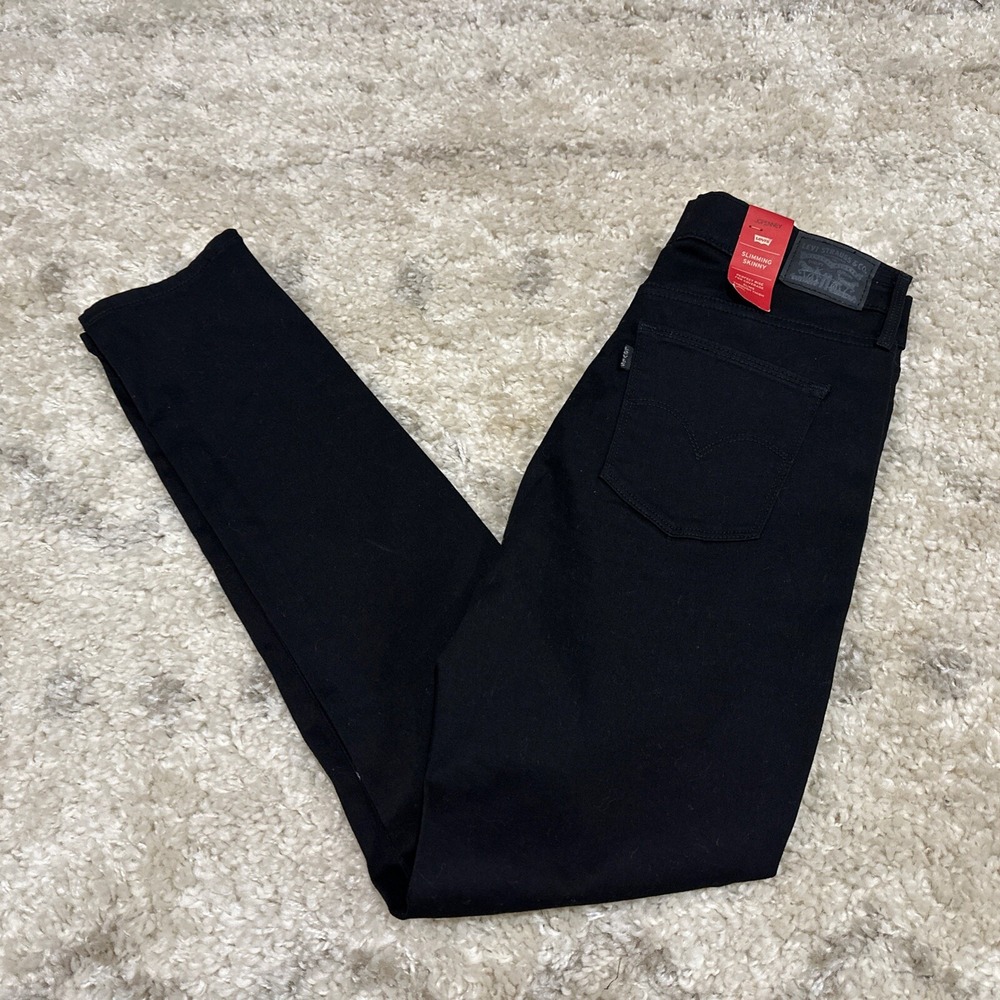 Levis Slimming Skinny Jeans Womens 31x30 Black Stretch Denim New 283990001